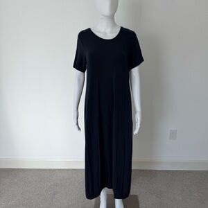 Eileen Fisher Navy Short Sleeve Midi Dress